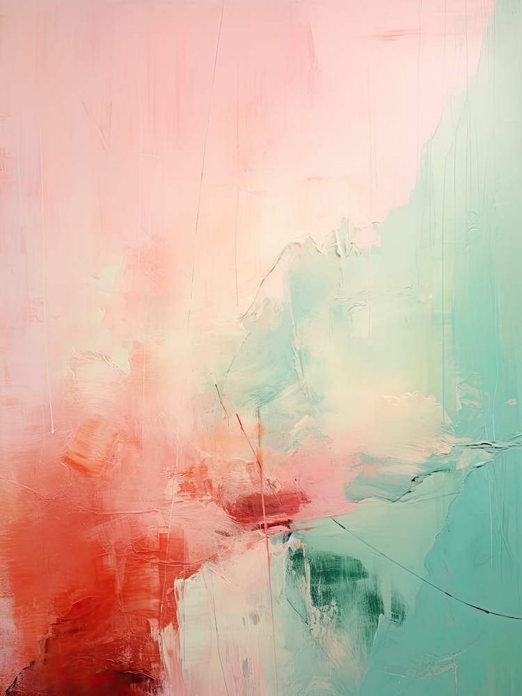 Pink And Teal, Abstract Raw Painting 0