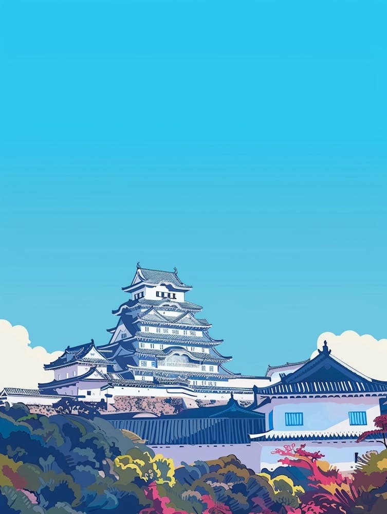 Himeji Castle Japan 2 Illustration Colorée