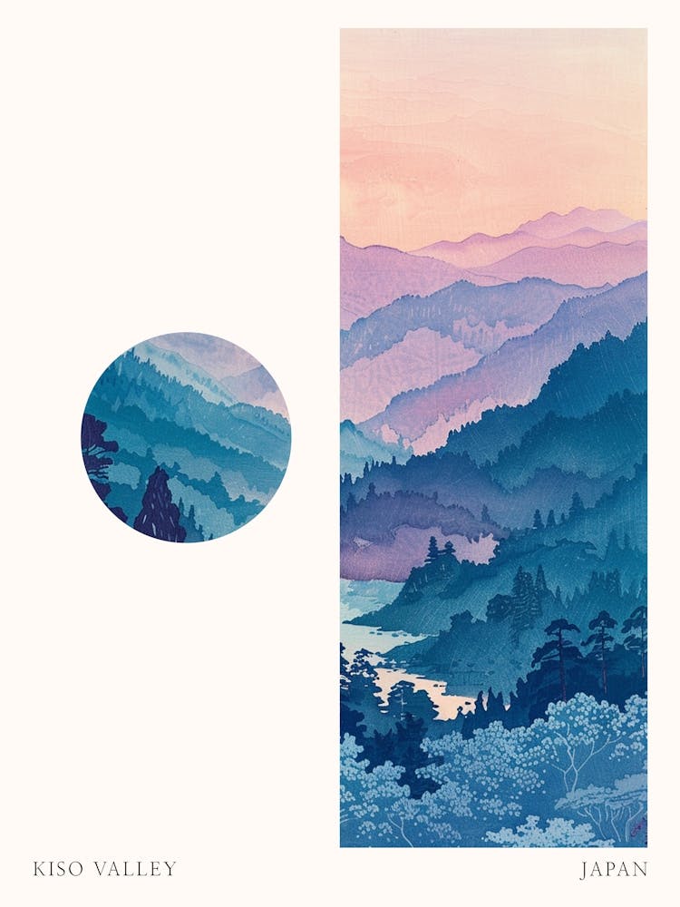 Kiso Valley Japan 4 Cut Out Travel Poster