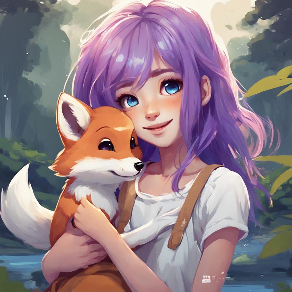 Cute Girl With Fox