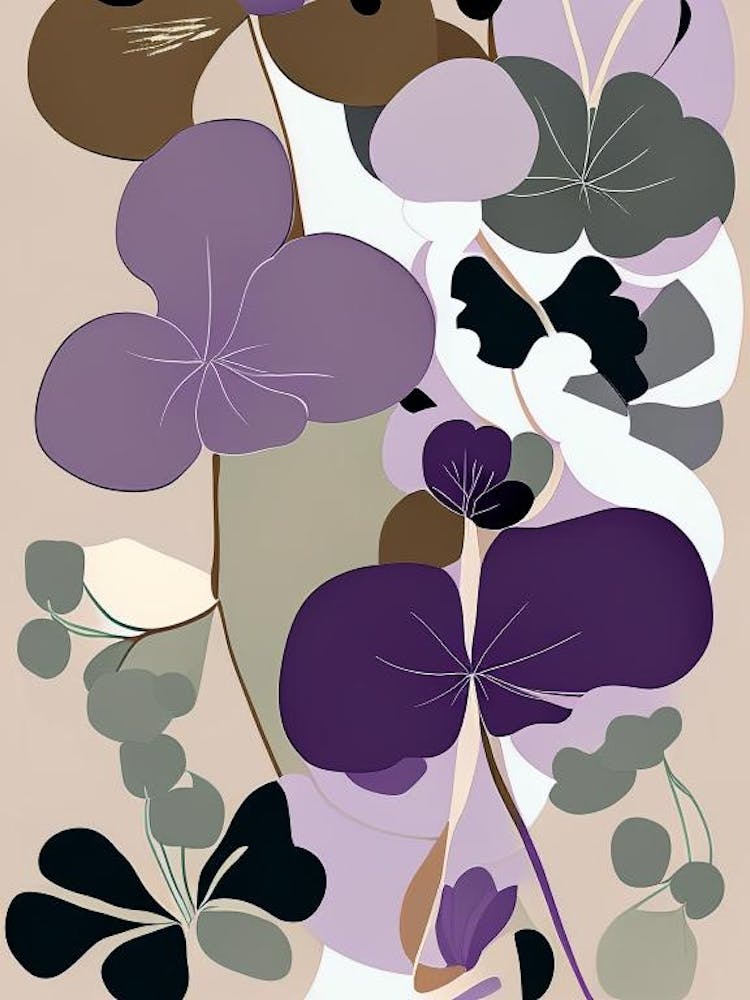 Violets Wildflower Modern Muted Colours 2
