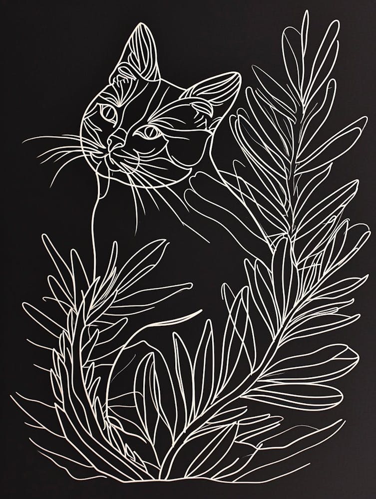 Tiffany Cat Minimalist Illustration 4