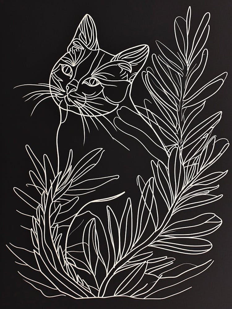 Tiffany Cat Minimalist Illustration 4