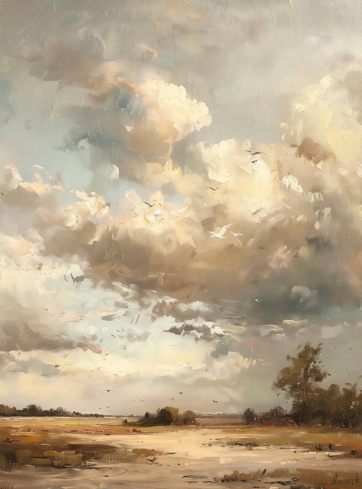 Vintage Country Landscape Painting, Muted Green Tonal Landscape Oil Painting, Rustic Country Scenery Printable, Digital Download