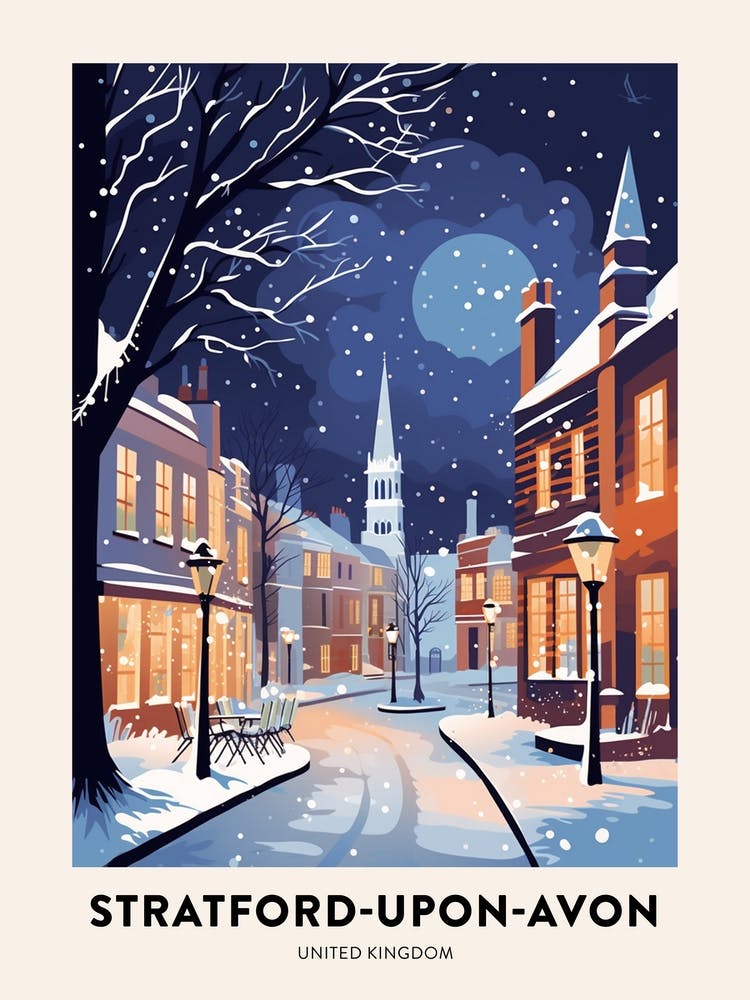 Affiche de Voyage Nuit d'Hiver Stratford Upon Avon United Kingdom 3