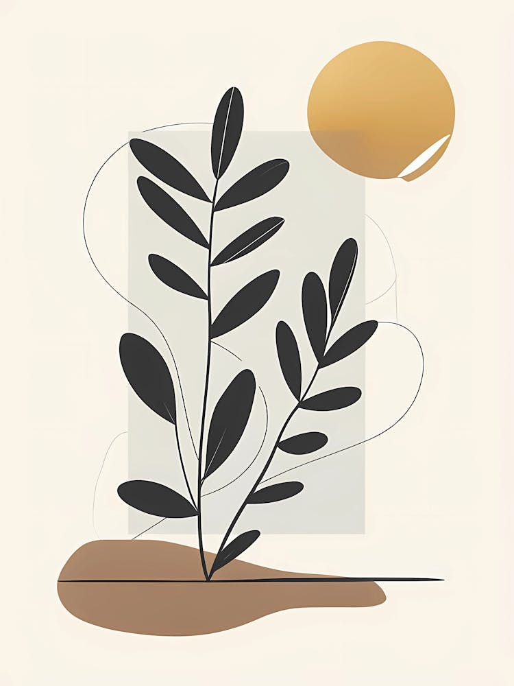 Minimalist Abstract Illustration Of A Stylized Plant (1)