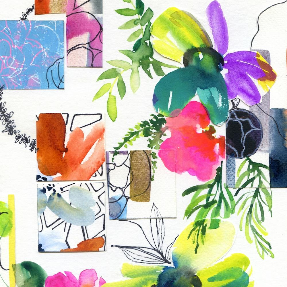 Watercolor Flowers Collage