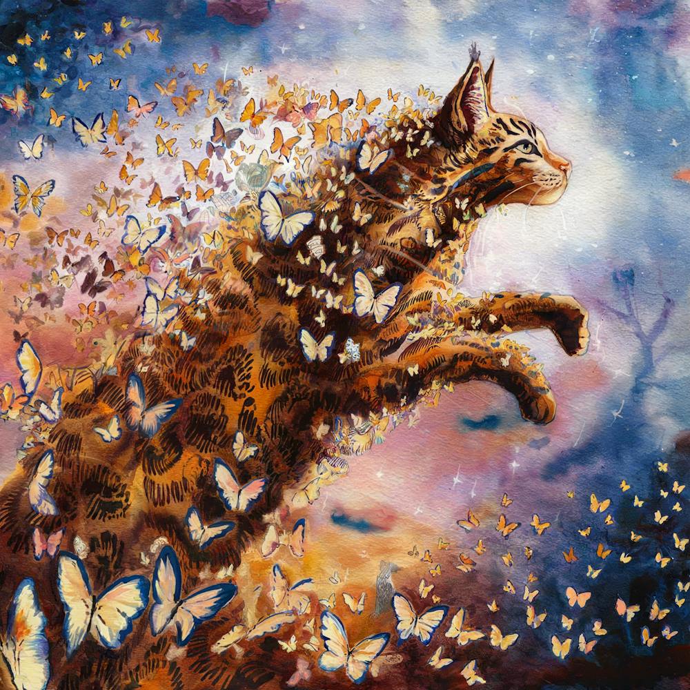 Cat With Butterflies 2