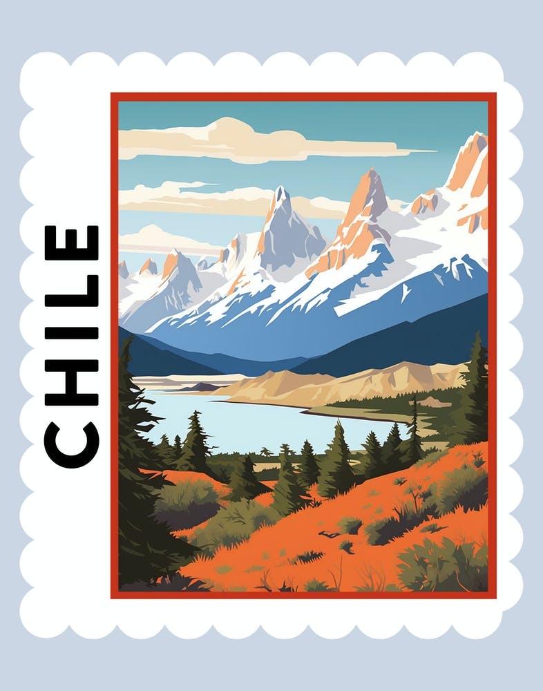Chile 5 Travel Stamp Poster