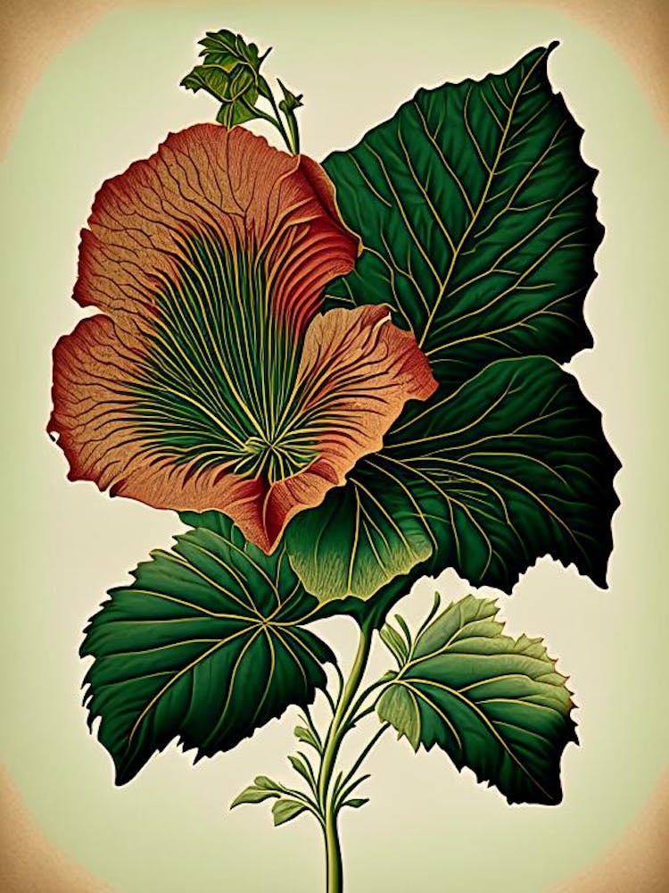 Hibiscus Leaf Vintage Botanical 2