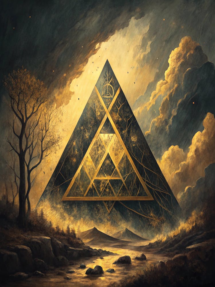 Oil Painting Style Distorted Triangle Design