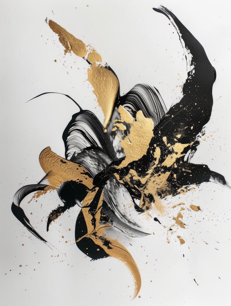 Gold And Black Abstract Painting 50