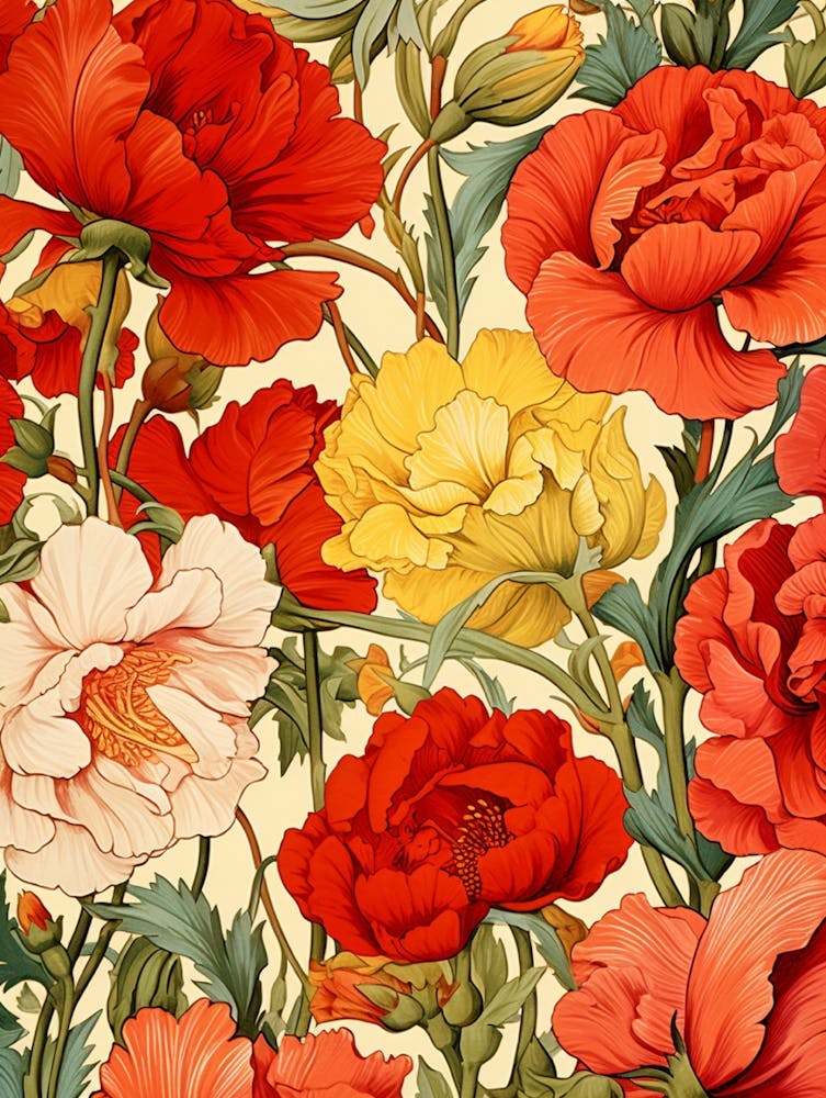 Red Poppy Flower Pattern