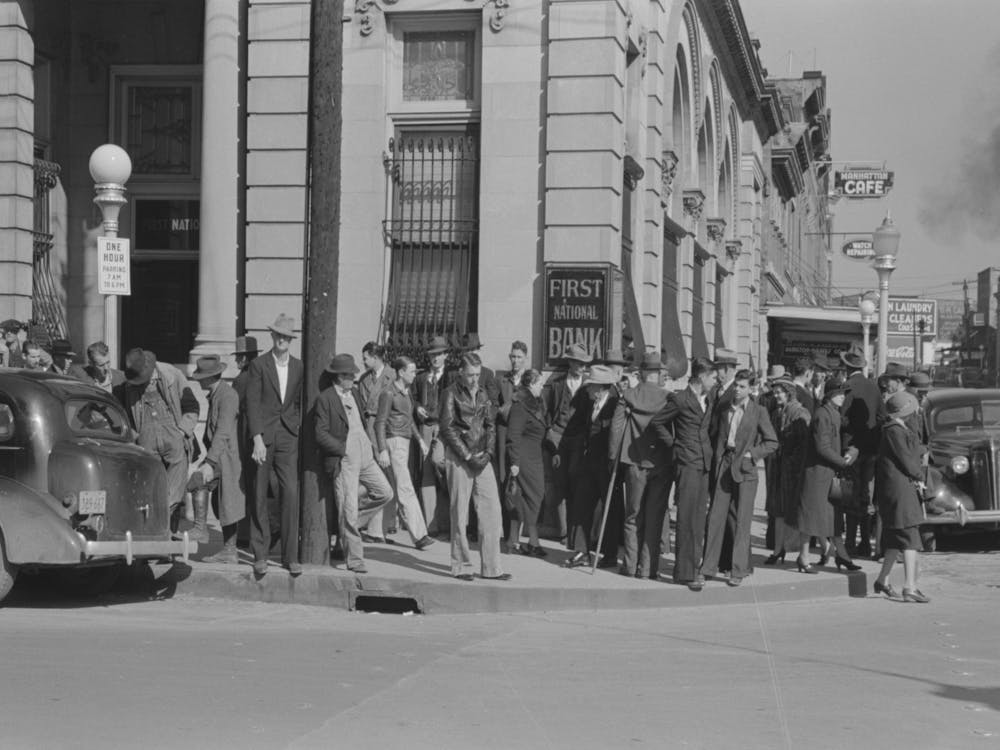 Bank Corner, Saturday Morning, Laurel, Mississippi By Russell Lee