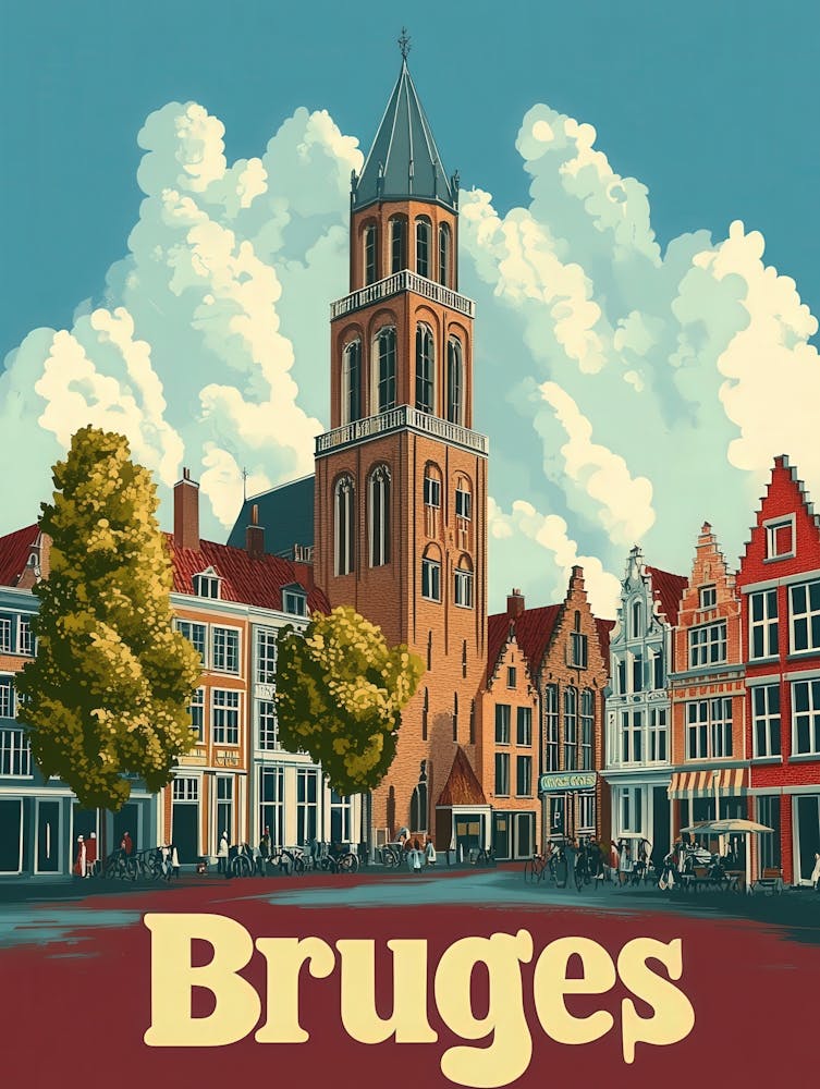 Aihrgdesign A Retro Travel Poster For Bruges