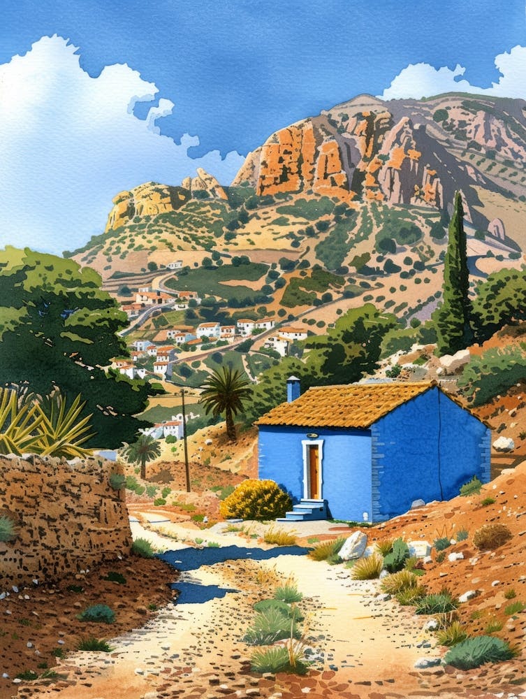 Blue House In The Mountains