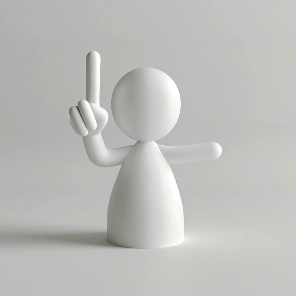 White Figurine With A Finger Up