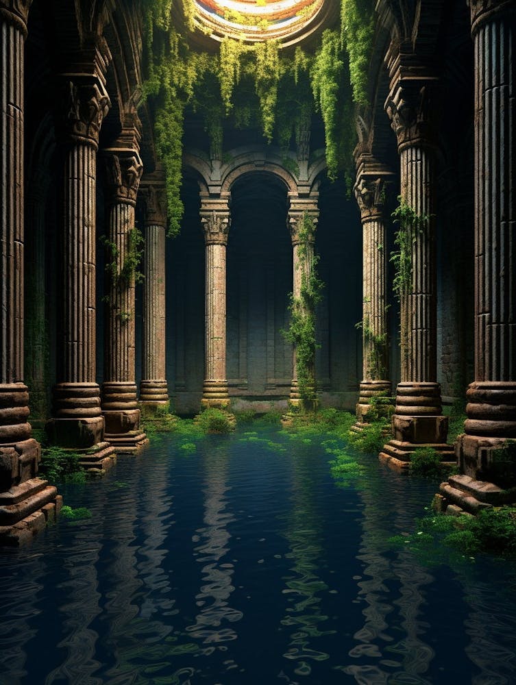 Basilica Cistern Yerebatan Sarnc Pixel Art 1