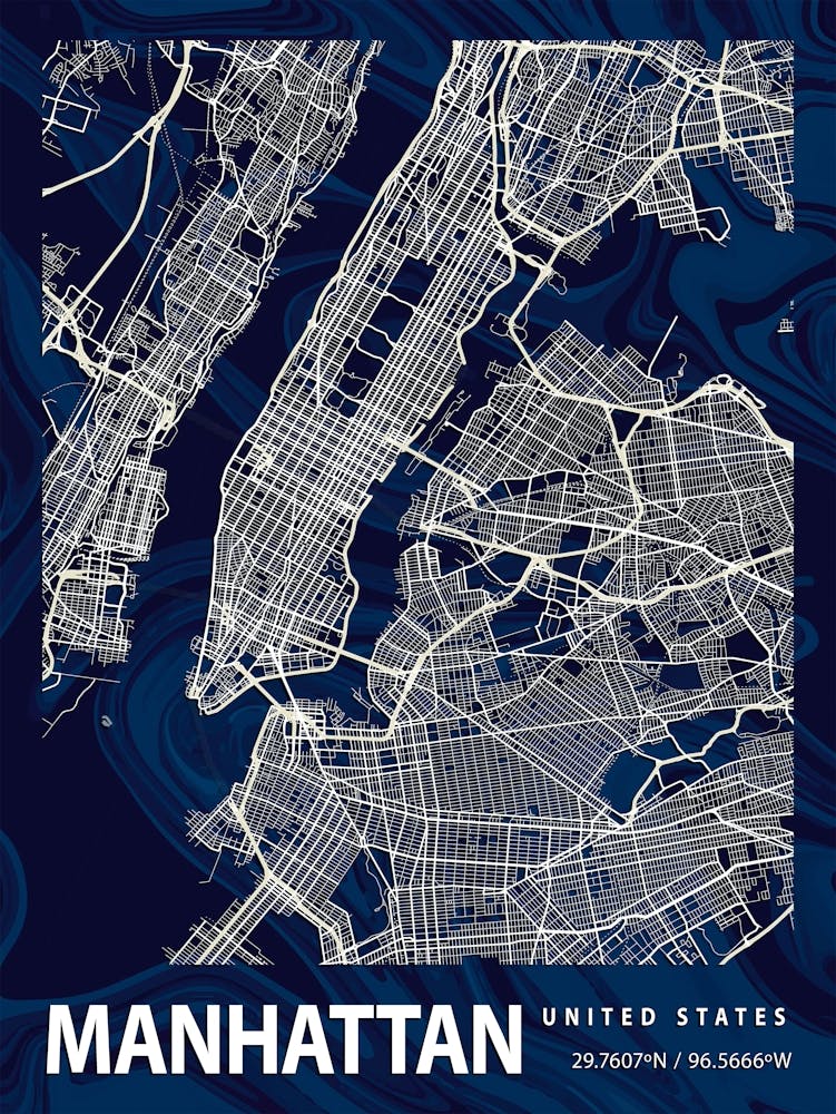 Manhattan Crocus Marble Map
