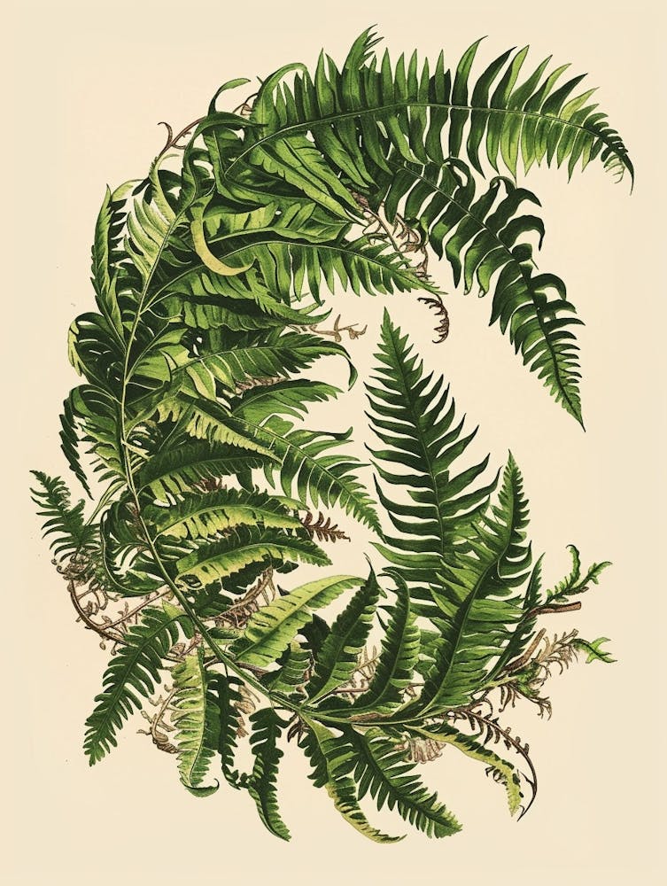 Vintage Illustration Upside Down Fern 1