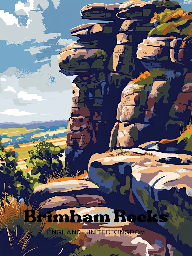 Brimham Rocks Angleterre Illustration de Voyage Âge de Glace