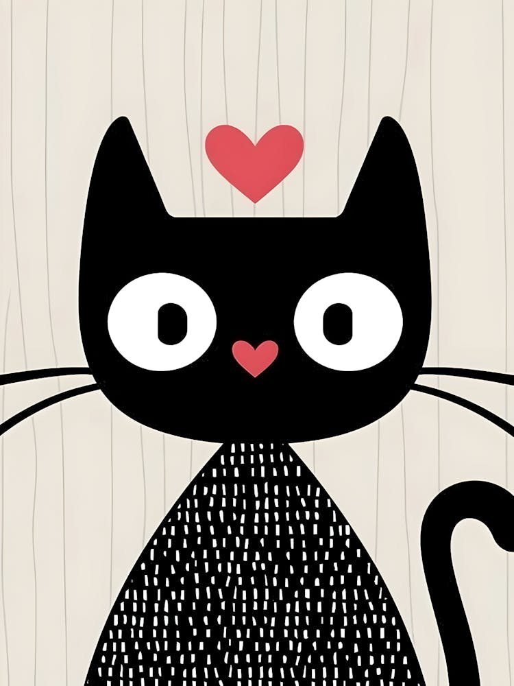 Black Cat With Heart