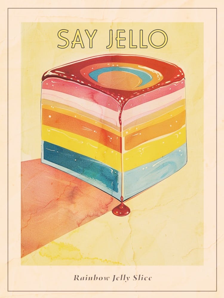 Regenbogen-Gelee-Scheibe Vintage Werbeillustration 4 Poster