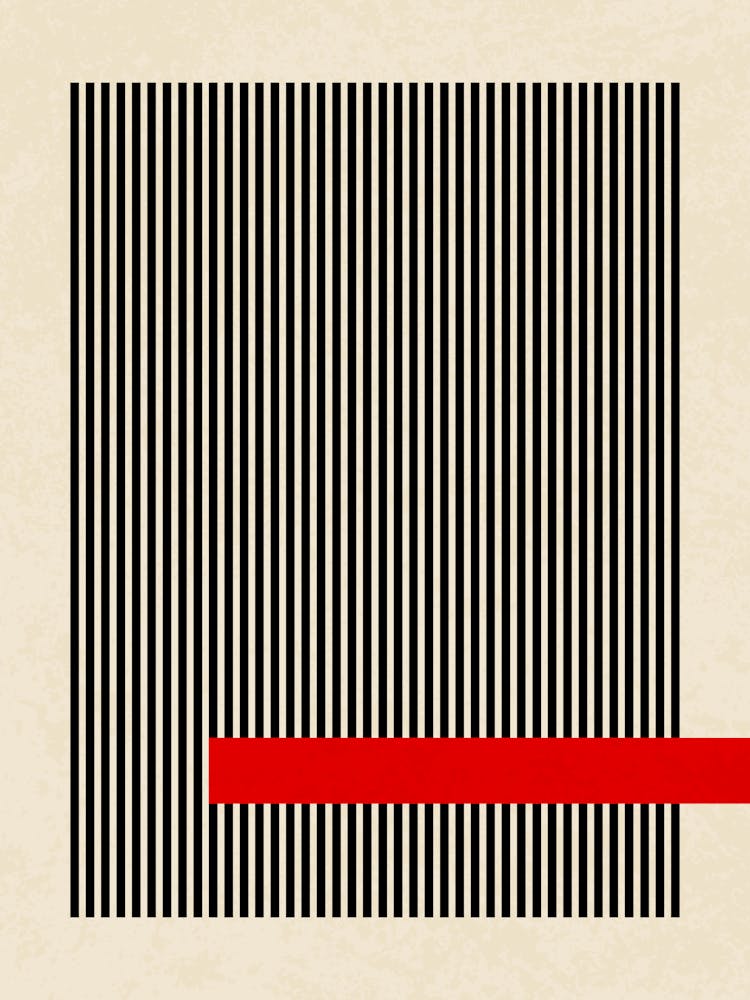 Minimalist LineArt: Red Stripe Disruption