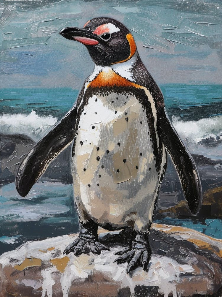 Galapagos Penguin Livingston Island Colour Block Painting 6