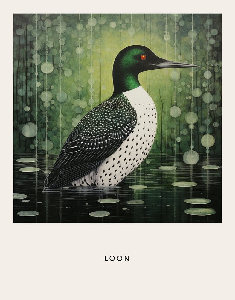 Ohara Koson Inspired Bird Painting Loon 2 Poster