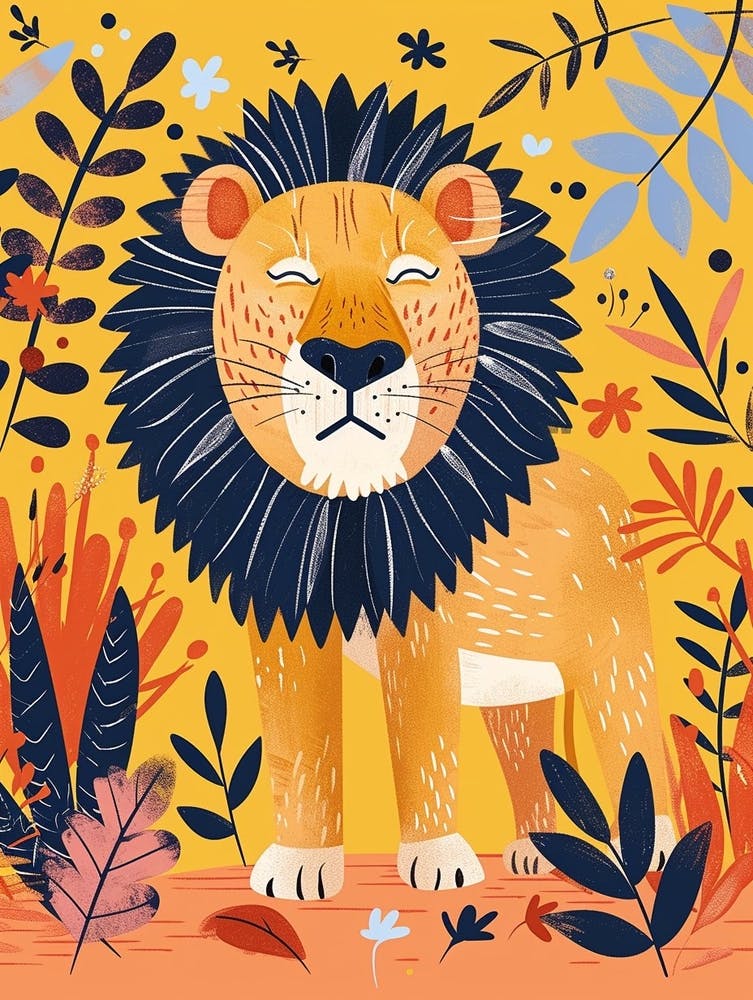 African Lion Lion In Different Seasons Illustration 2