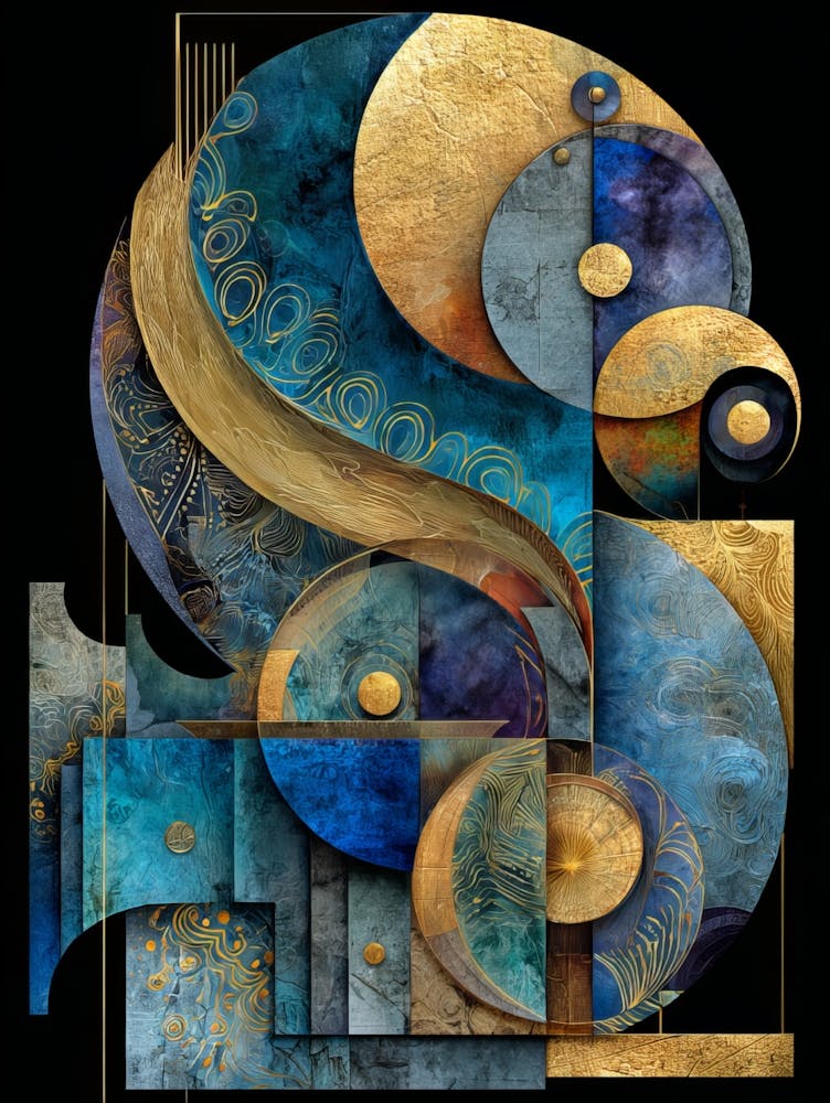 Teal and Saffron Abstract