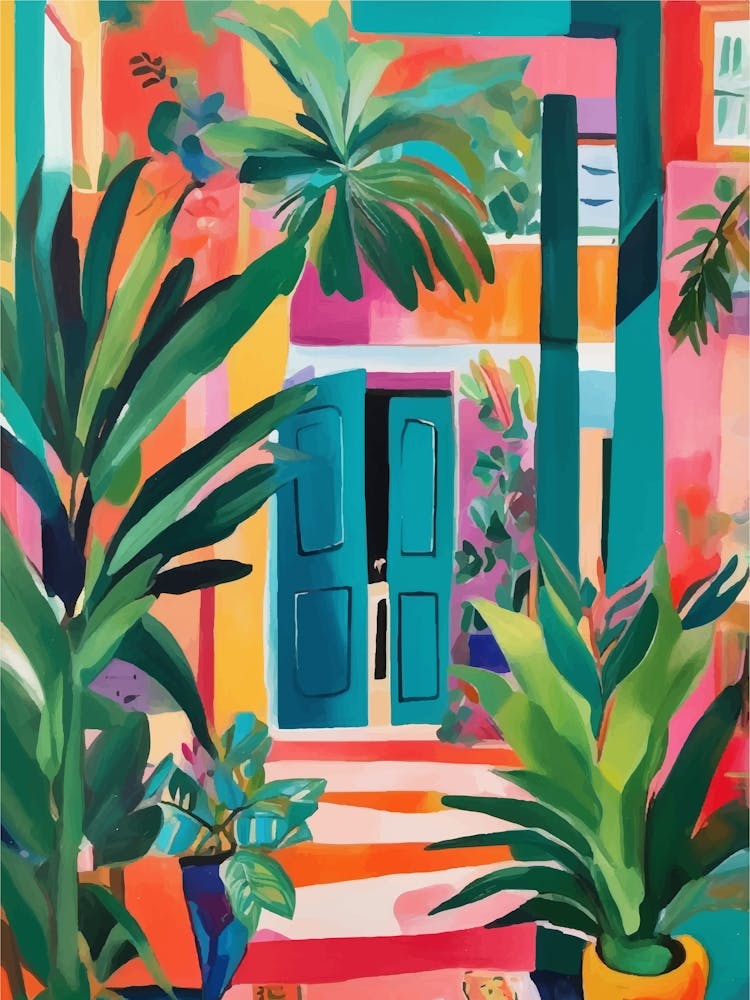 Tropical House facade with plants