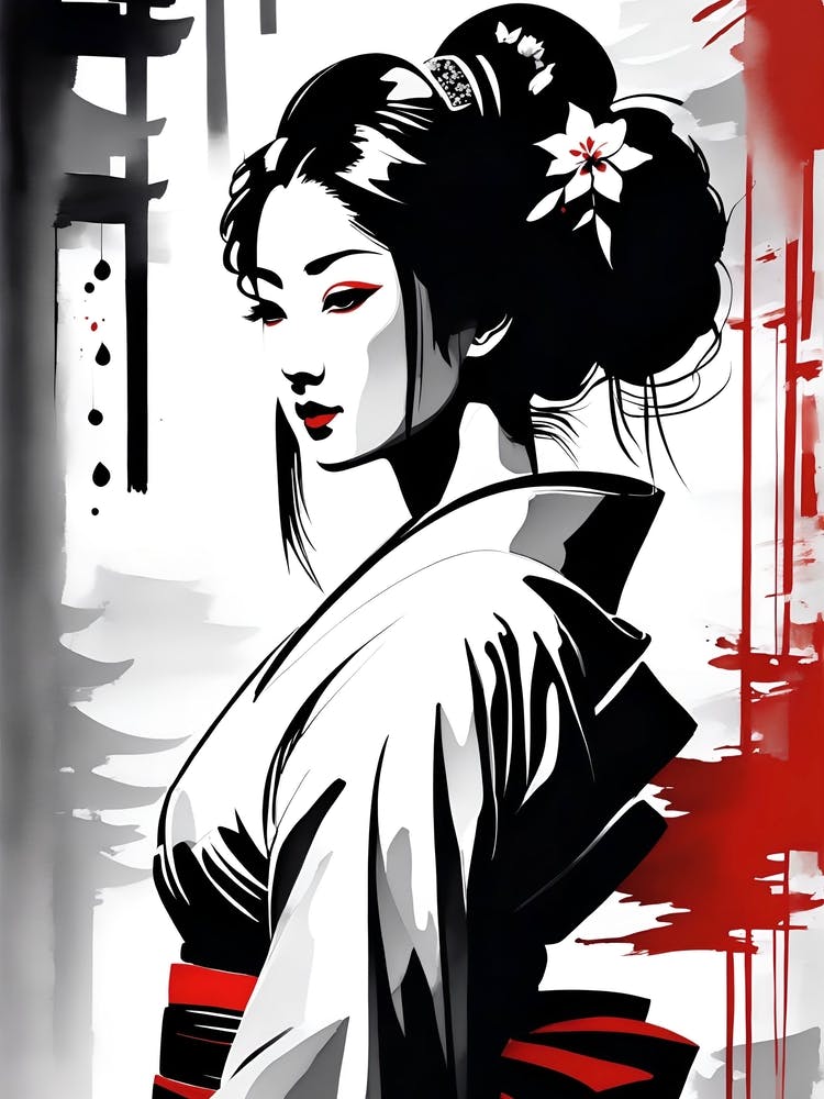 Traditional Japanese Art Style Geisha Girl 8