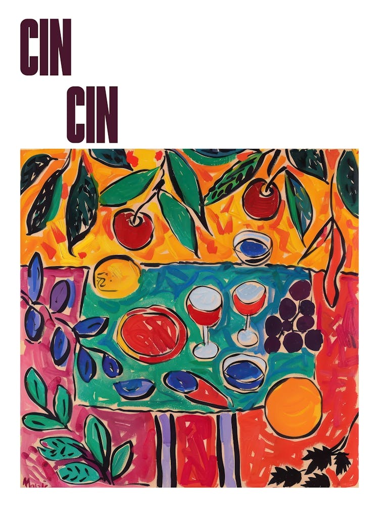Cin Cin Poster Summer Wine Matisse Style 11