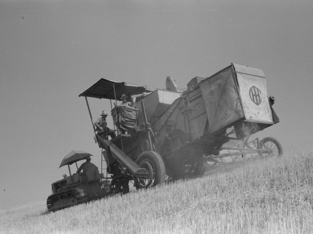 Walla Walla County, Washington, A Combine In The Wheat Field By Russell Lee