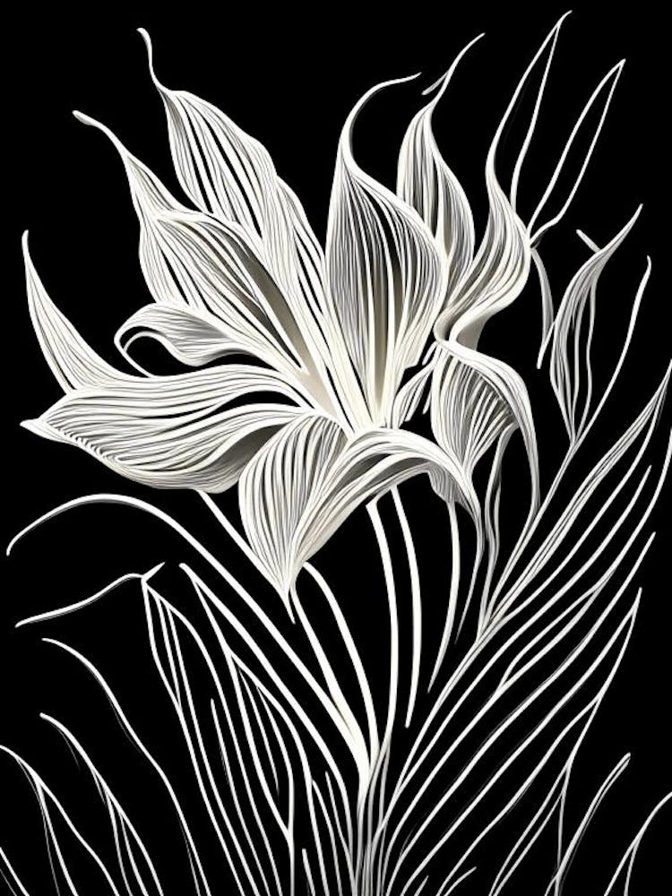 Saffron Leaf Linocut