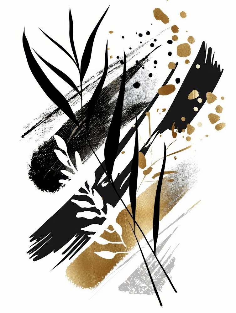 Abstract Black And Gold Painting 10