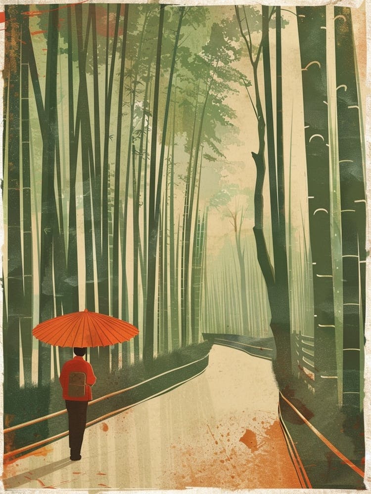 Arashiyama Bamboo Grove Japan Mid Century Modern