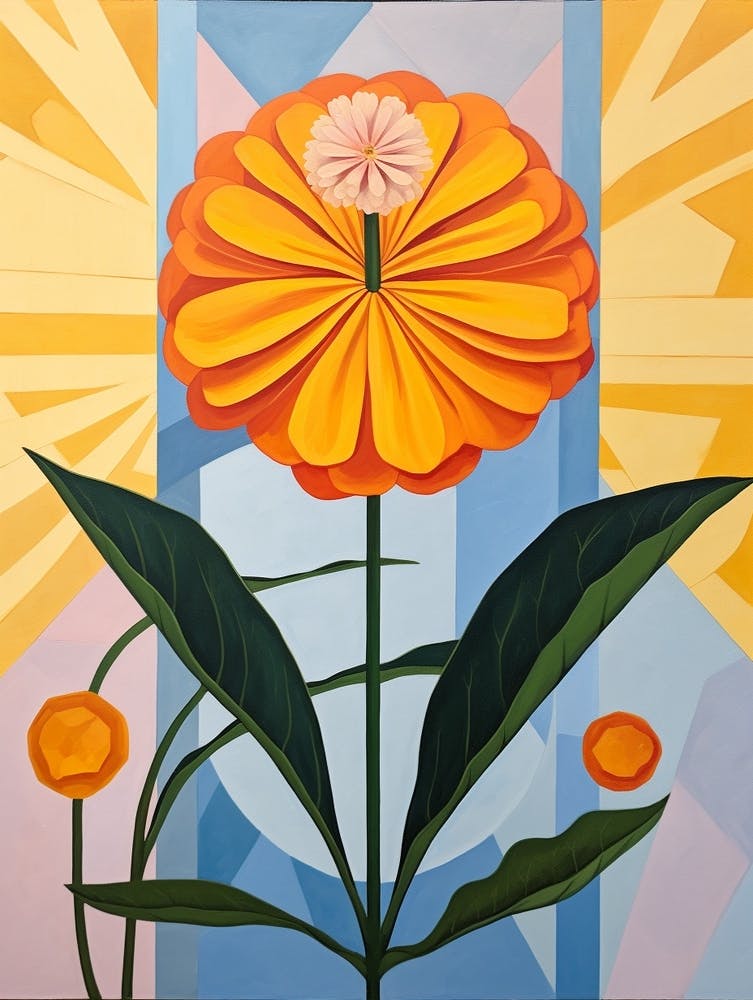 Marigold 4 Hilma Af Klint inspiriertes Pastell-Blumenbild
