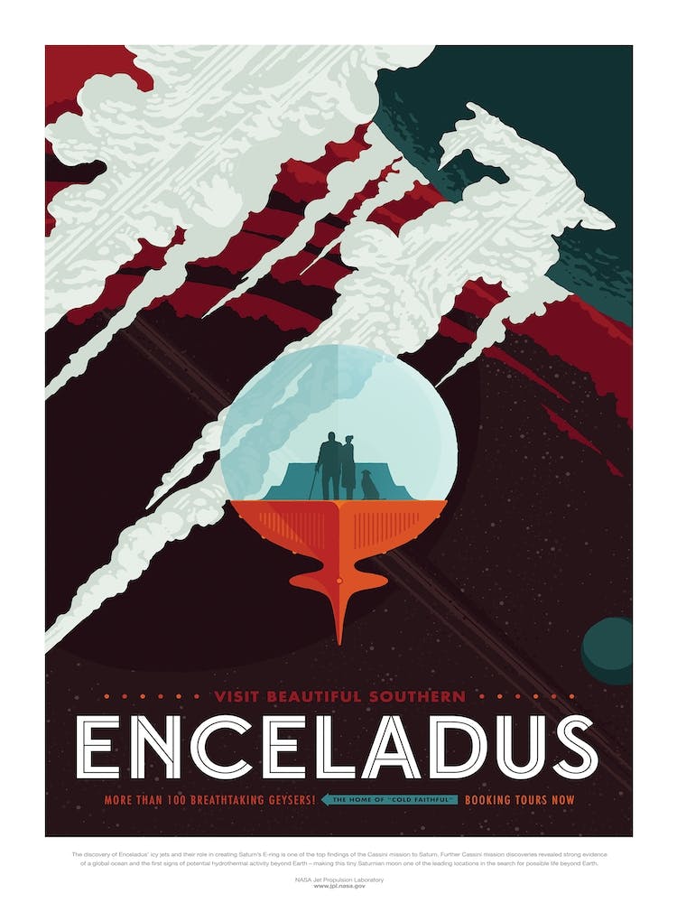 Enceladus Nasa Space Travel Poster