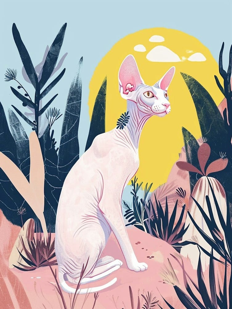 Sphynx Cat Storybook Illustration 4
