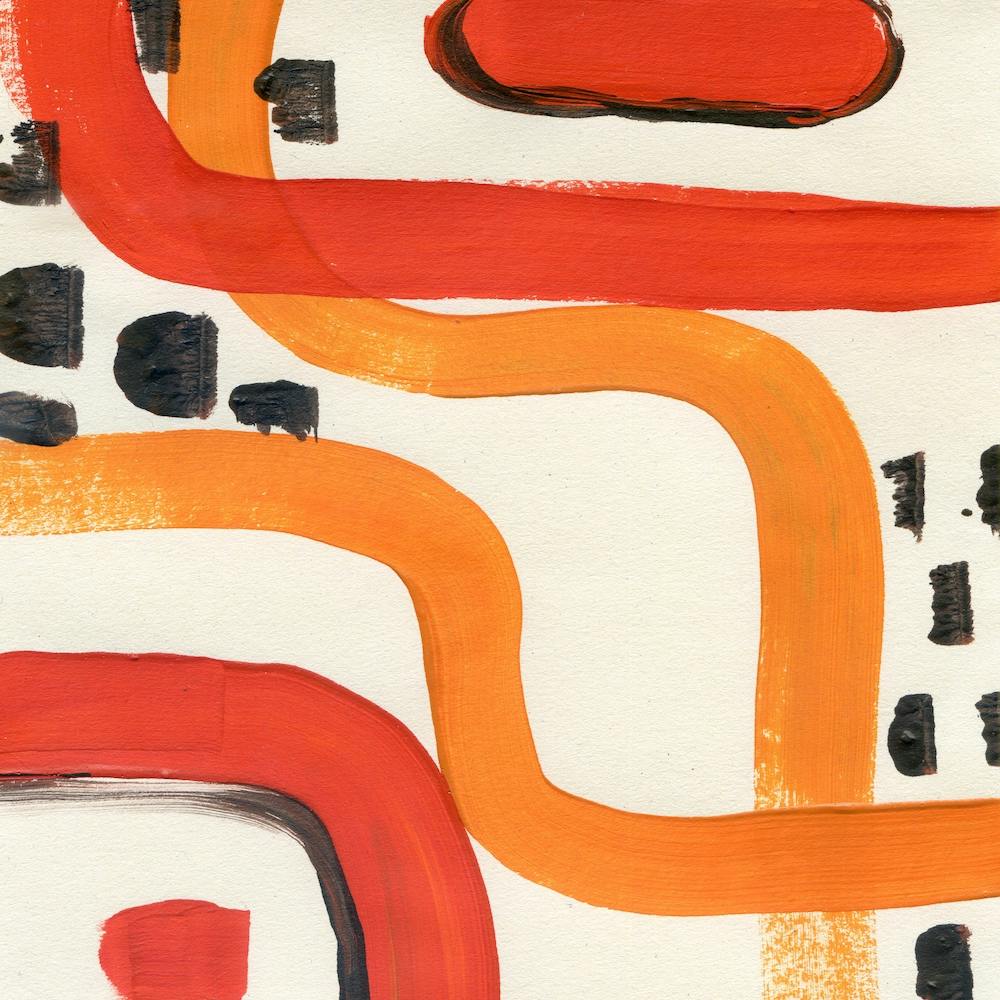 Abstract Painting with Red Lines
