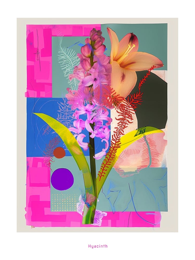 Jacinthe 1 Collage de Fleurs Néon Affiche