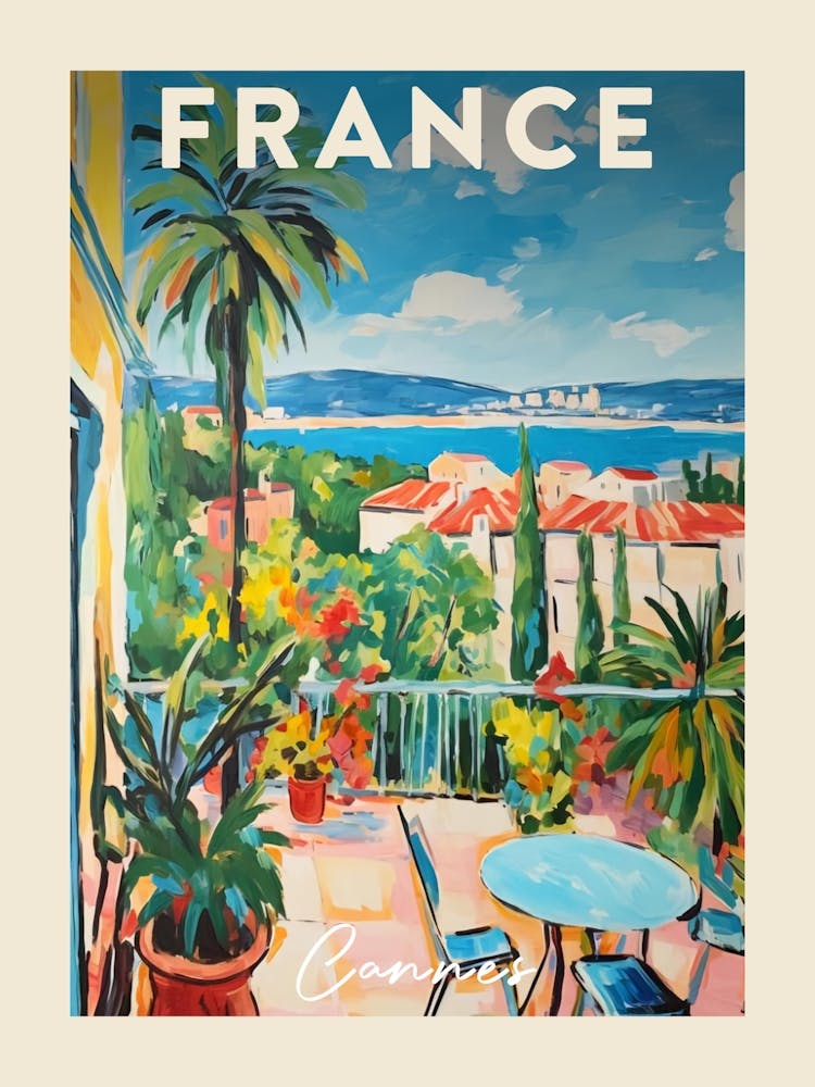 Cannes France 3 Fauvist Painting  Travel Poster