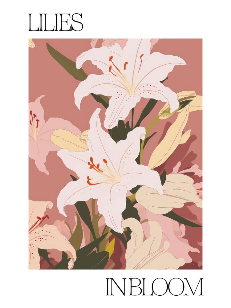 Lilies In Bloom Flowers Bold Illustration 2
