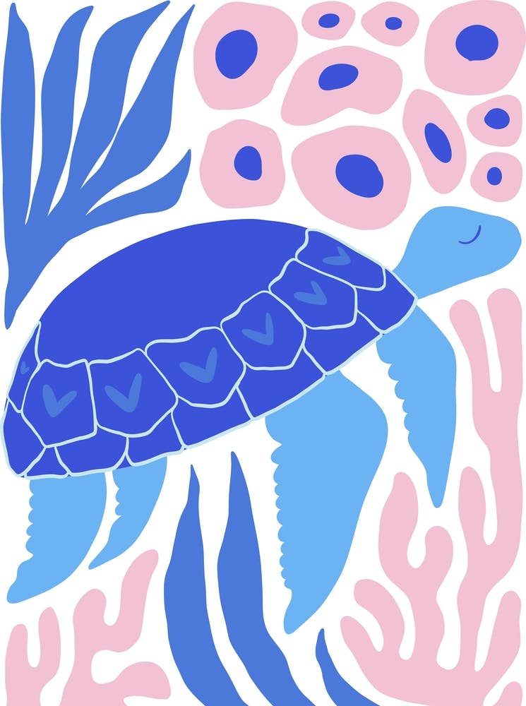Corals and Sea Turtle Ocean Collection Boho