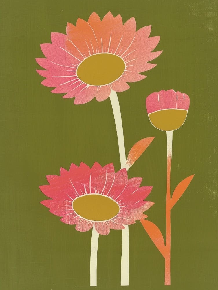 Pink & Green Sunflower 1