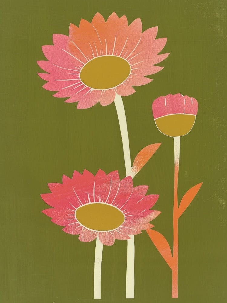 Pink & Green Sunflower 1