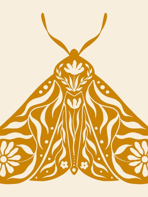 Folk Art Moth 03 - Mango